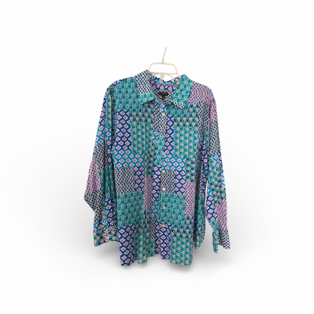 Talbots Multicolor Geometric Button Down Shirt - image 1